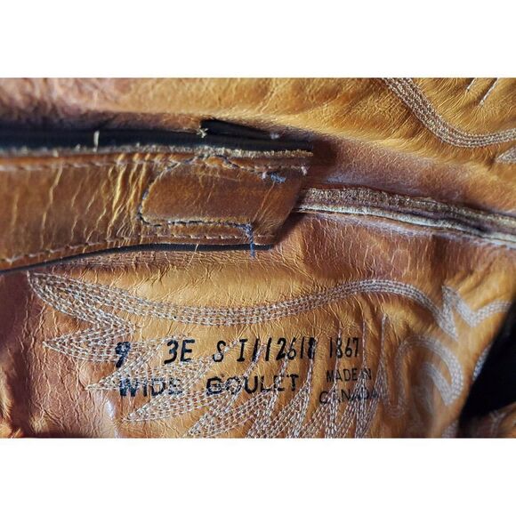 Boulet Boots Mens 9 3E WIDE Brown Leather Cowboy Shoes 1867 HillBilly Golden‎ - Picture 14 of 16